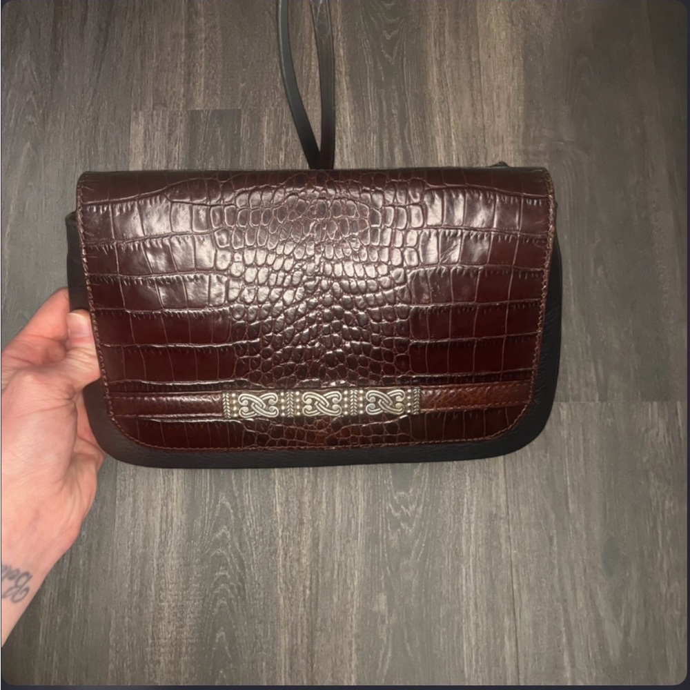 Vintage Harley Davidson‎ Croc Embossed Leather Crossbody Wallet Bag